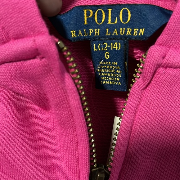 Polo Ralph Lauren Big Girls Terry Full-Zip Hoodie - Belmont Pink LARGE - Picture 4 of 4